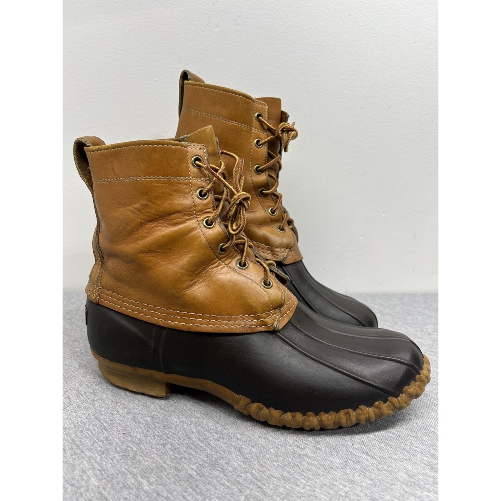 Vintage L.L. Bean Boots Mens Size 8 Brown Leather Rubber Duck Hunting USA 90s